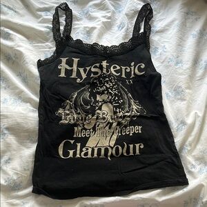 Hysteric Glamour Black Graphic Lace Trim Top